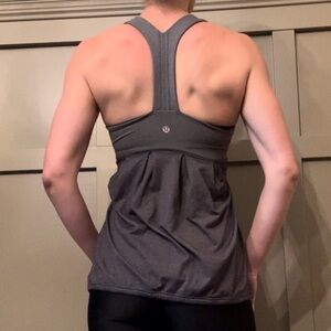 LULULEMON Power Dance Tank Yoga Top Built in Bra Gray / Dark Gray Size 4